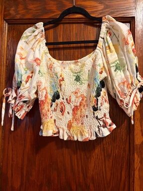 BNWT Fashion Brand Company Nightmare Stain Smocked crop top